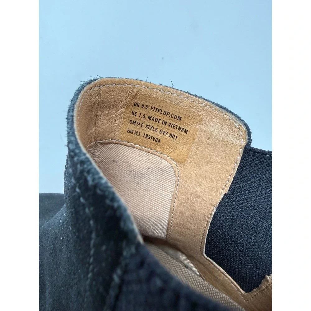 FitFlop Sumi Black Suede Chelsea Ankle Boots Womens 7.5‎ C47-001 Supercomff